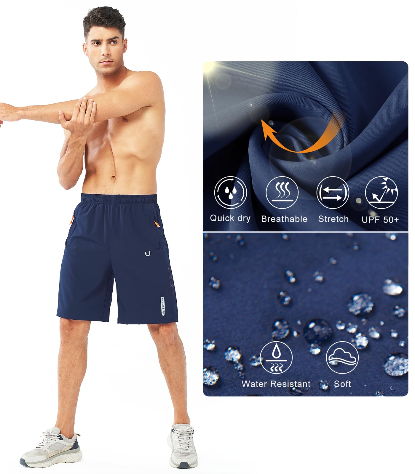 NORTHYARD Men's Athletic Running Shorts Quick Dry Workout Shorts 7"/ 5"/ 9" Lightweight Sports Gym Basketball Tennis Hiking Exercise NAVY-9inch XL