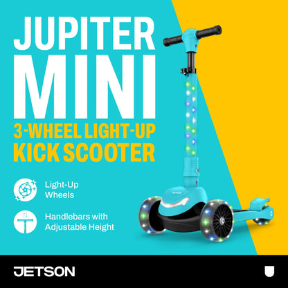 Jetson Scooters - Jupiter Mini 3 Wheel Kick Scooter, Blue, Foldable, Lightweight, Portable
