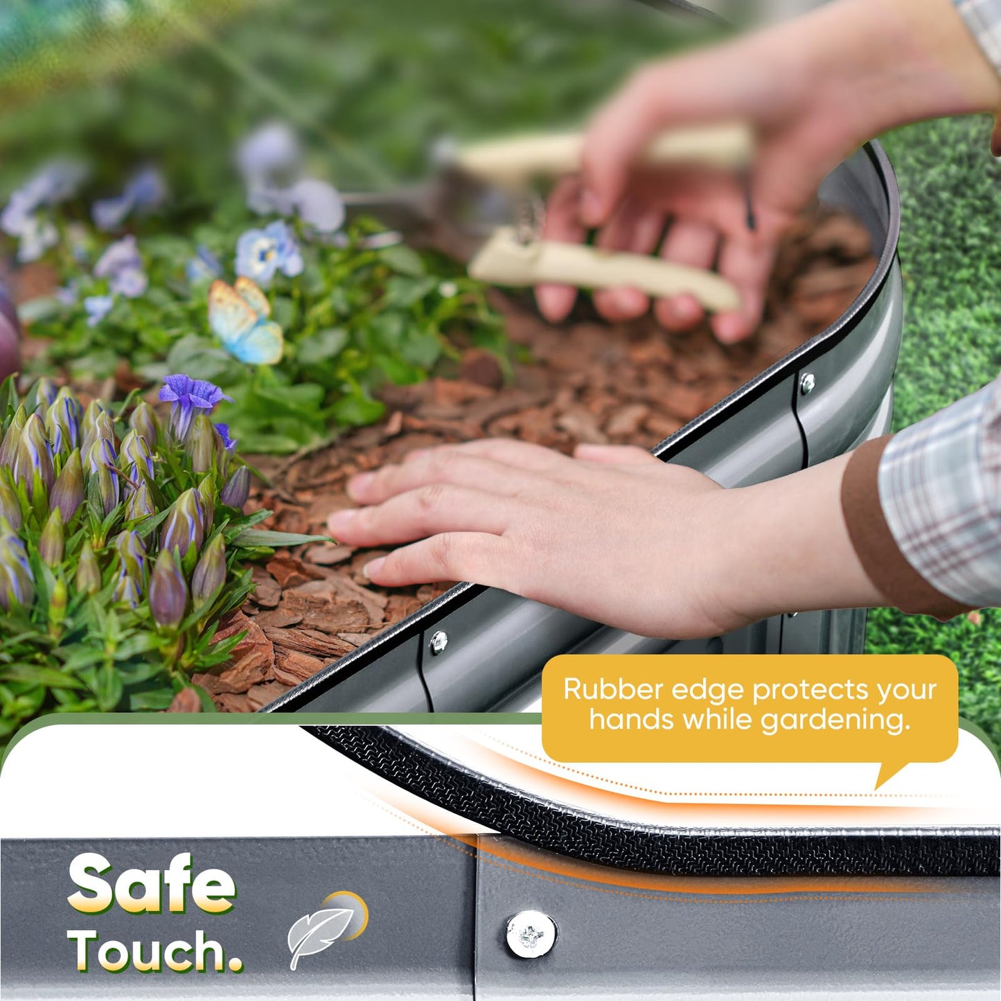 KING BIRD Raised Garden Bed Kit 2025 Upgraded Modular DIY Galvanized Planter Garden Box Outdoor for Gardening, Vegetables, Flowers, Elegant Roman Column Design, 47x24x24 in, Dark Grey