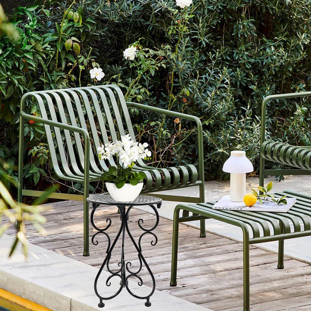 NAKUPE Metal Plant Stand, Heavy Duty Flower Pot Stand 17" Tall, Single Planter Holder for Indoor, Outdoor, Garden, Patio, Porch, Balcony, Home Decor, Black(1 Pack)