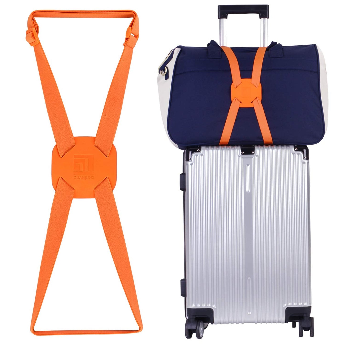 Luggage Straps Bag Bungees for Add a Bag Easy to Travel Suitcase Elastic Strap Belt(Orange)