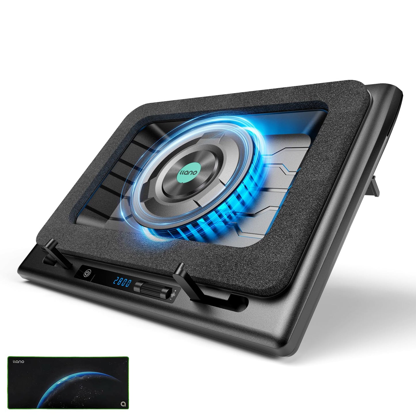 llano V13 Gaming Laptop Cooler, Laptop Cooling Pad Stand with 5.5inch External Cooling Fan, Fast Cooling Computer Laptop 15.6-21in, Adjustable Speed, Touch Control, 3-Port USB A, A Mouse Pad Included