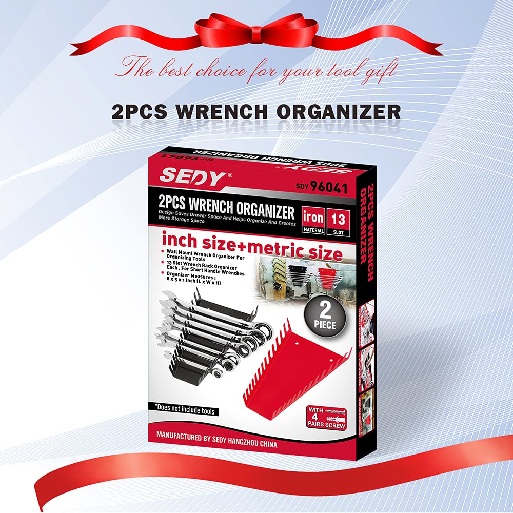 26-Pack Metal Wrench Organizer Set, Wall Mounted Wrench Storage Holder Trays Rack for Tool Box Drawer Chest