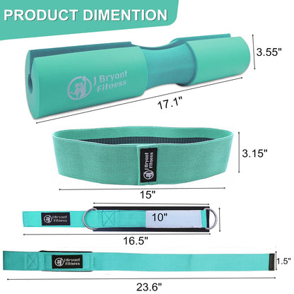 J Bryant Barbell Pad Set with 2 Ankle Straps for Cable Machines, Hip Resistance Band, Weight Lifting Straps, Thick Cushion Hip-Thrusts Pad with Carry Bag for Squats Bench Press Workout