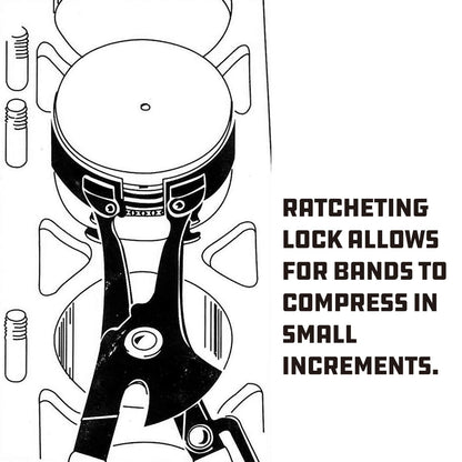 Powerbuilt Piston Ring Compressor Tool Set for Car Engine, Vehicle Maintenance Clamps, Ratchet Pliers, Storage Case - 940387