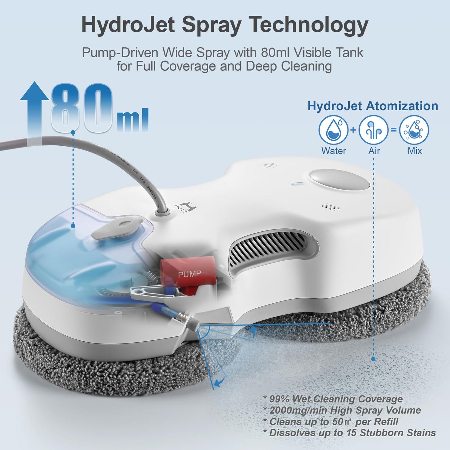 HUTT S7 Window Cleaning Robot, 5500Pa Suction, 3D Floating Chassis, HydroJet Water Spray 80ml Tank, Multiple Safety Systems, SLAM 4.0 Navigation, 8 x Cloths, All-in-One Storage Box