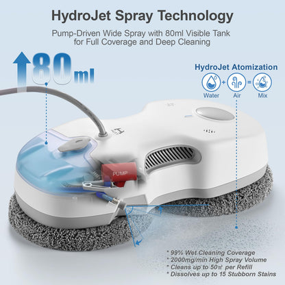 HUTT S7 Window Cleaning Robot, 5500Pa Suction, 3D Floating Chassis, HydroJet Water Spray 80ml Tank, Multiple Safety Systems, SLAM 4.0 Navigation, 8 x Cloths, All-in-One Storage Box