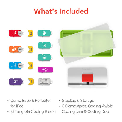 Osmo - Coding Starter Kit for iPhone & iPad-3 Educational Learning Games-Ages 5-10+ Learn to Code, Basics Puzzles-STEM Toy-Logic, Fundamentals(Osmo iPad/iPhone Base Included)
