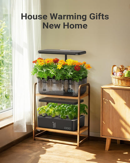 iDOO Hydroponics Growing System Kit 12 Pods, Gardening Gifts for Women Mom Dad Kids, Indoor Herb Garden with LED Grow Light for Home School, Indoor Plants Good for Mental Health