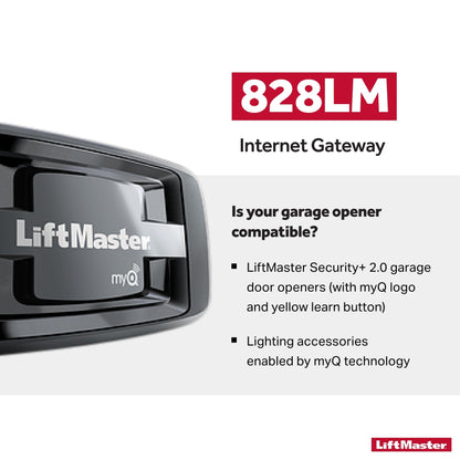 LiftMaster 828LM - Internet Gateway - Only Works with LiftMaster Security+ 2.0 Garage Door Openers - Smart Control for MyQ-Enabled Devices Including Gate Operators - Ethernet connectivity only