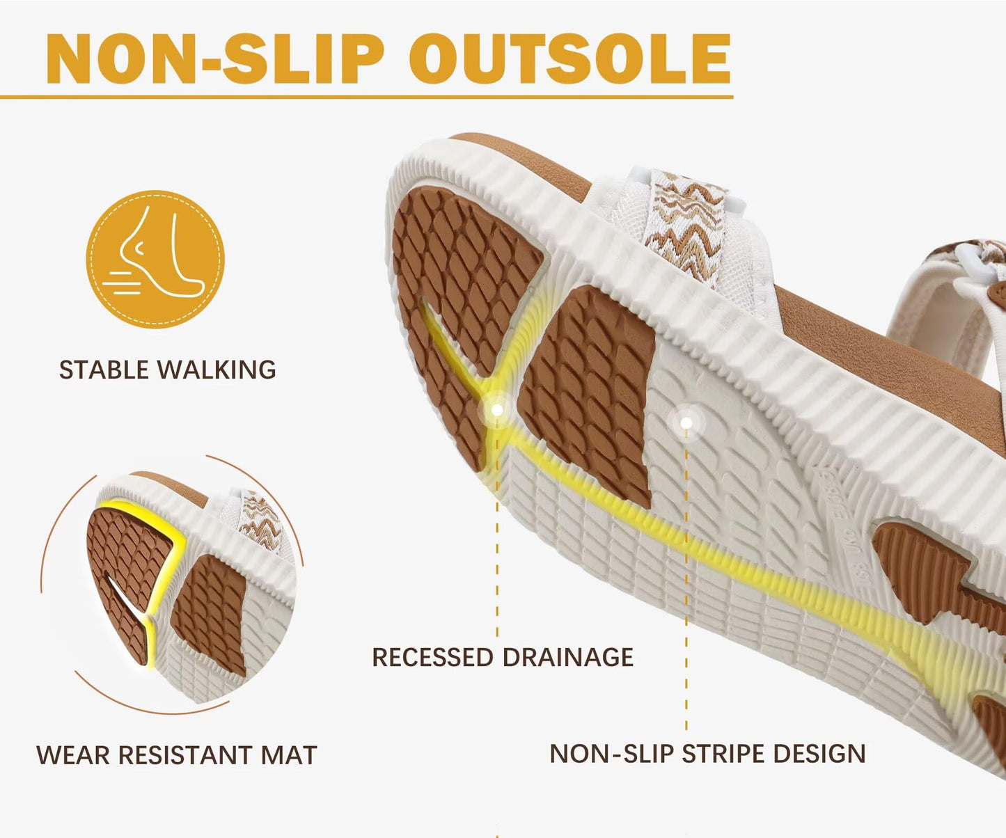 KuaiLu Womens Orthopedic Walking Sandals Comfortable Plantar Fasciitis Arch Support Summer Outdoor Travel Outfits Platform Cushion Shoes Athletic Sport Recovery Adjustable Strap Slides Khaki Size 8