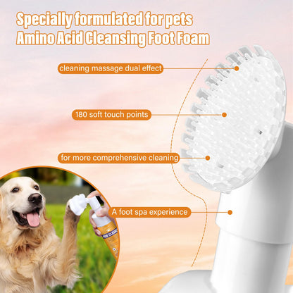 Paw Cleaner for Dogs & Cats, No-Rinse Foaming Pet Foot Washer with Built-in Scrubber Brush for Dirty, Muddy Paws – Suitable for Small, Medium & Large Dogs, Puppies, Kittens (5 fl oz)