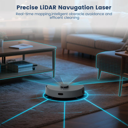 AIRROBO T25+ Robot Vacuum and Mop Combo, 5500Pa Suction, Pet Area Smart Boost, Carpet Detection, Tangle-Free Brush, LDS Mapping, APP Control, 3.5L Self-Empty Bin for Hard Floors, Carpets, Pet Hair