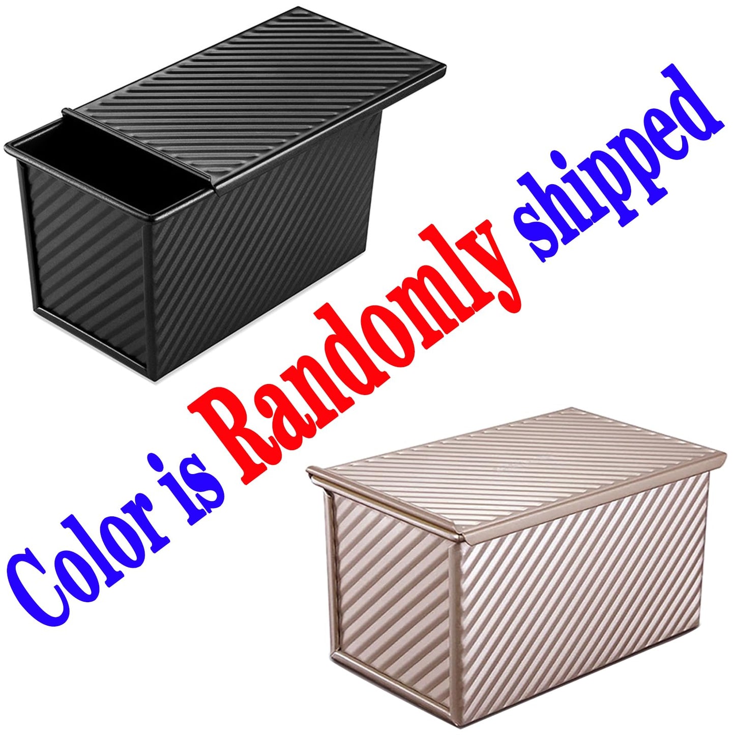 Pullman Loaf Pan with Lid, Non-Stick Bakeware Golden Corrugated Carbon Steel Bread Toast Box Mold with Cover for Baking Bread, 1 lb Dough Capacity