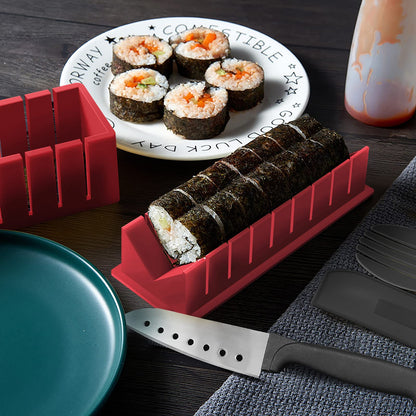 HI NINGER Sushi Making Kit Deluxe Edition Complete Sushi Maker Kit 12PCS Home Sushi Mold Press with Sushi Rice Roll Mold Shapes,Fork , Sushi Knife,Sushi Rolling Mat,Chopsticks