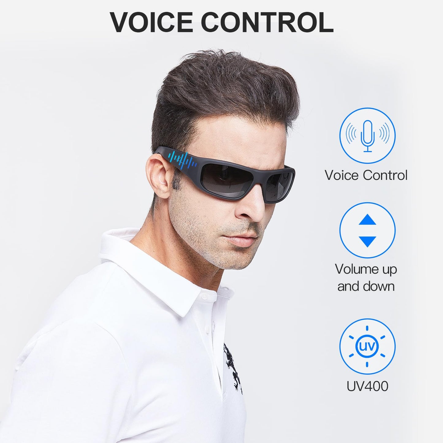 OhO Smart Glasses,Polarized Sunglasses with Bluetooth Speaker,Athletic/Outdoor UV Protection and Voice Control,Unisex