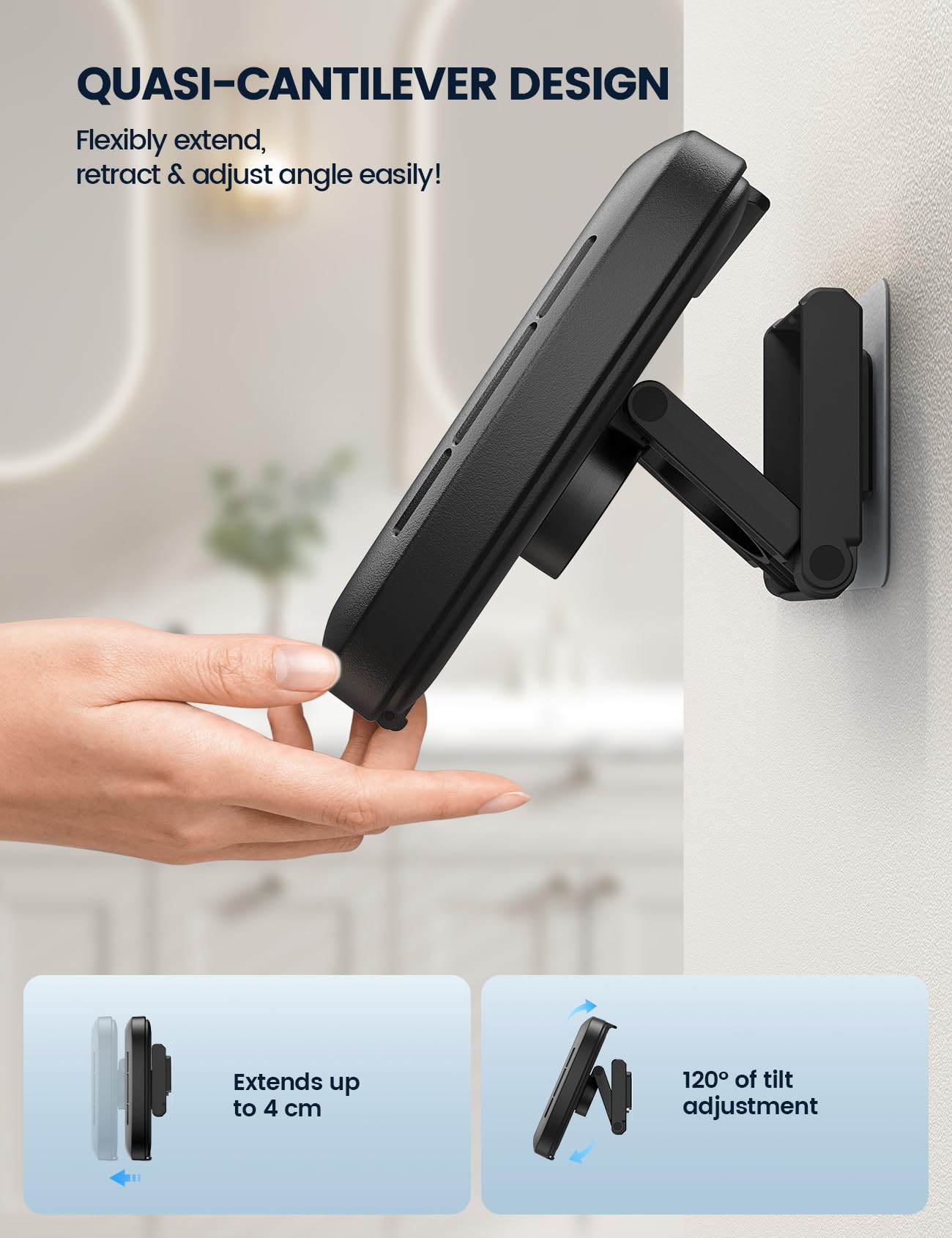 Lamicall Shower Phone Case Holder Waterproof - Clear Sound with Speaker Hole, Shower Bathroom Bathtub Accessories, IPX6 Waterproof Wall Mount for iPhone 16 Pro Max, S25 Ultra, 4-7" Big Phones