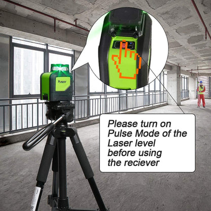 Huepar Laser Detector LR-6RG for Laser Level, Compatible with Huepar & Pro Laser Levels with Pulse Mode Only, Detect Green&Red Beams Laser Receiver, Up to 200Ft, Three-Side LED Display, Clamp Included