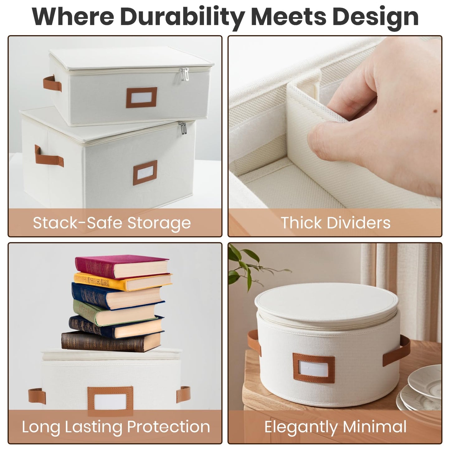 HOMELUX THEORY Champagne Flute Storage Box, Ivory Hard Shell China Storage Containers, Kitchen Storage Bins With Lids, Heavy Duty Moving Box for Glasses & Stemware, Glassware & Wine Glass