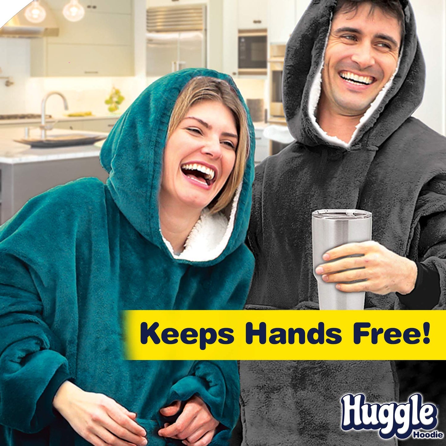 Ontel Huggle Hoodie, Ultra Plush Blanket, Charcoal Grey, One Size, 1 Count
