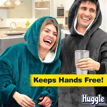 Ontel Huggle Hoodie, Ultra Plush Blanket, Charcoal Grey, One Size, 1 Count