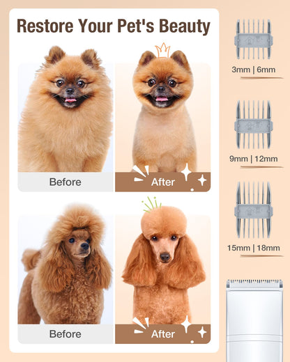 OPOWO Dog Grooming Vacuum, 2.7L Dog Hair Vacuum with Clipper Nail Grinder Paw Trimmer, 3 Suction Modes, Low Noise Groomer with 7 Pet Grooming Tools, Pet Grooming Vacuum for Dogs Cats