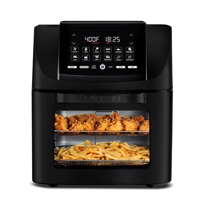 Gourmia Air Fryer Toaster Oven Combo - All-in-One 14-Quart Digital Air Fryer Toaster Oven with Rotisserie & Dehydrator – 12 Presets, Guided Cooking Prompts, 1750W, Dishwasher-Safe Accessories