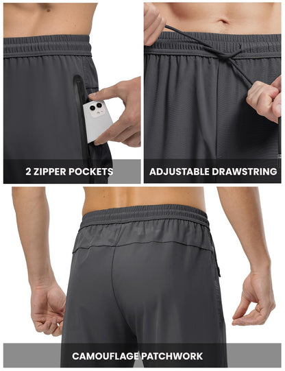 Rdruko Men's Sweat Pants Lightweight Casual Workout Gym Jogger Hiking Track Sports Athletic with Zipper Pockets(Dark Grey, US L)