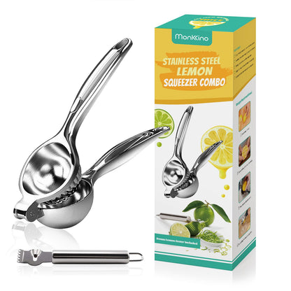 Monkkino Lemon Squeezer, Lemon Squeezer Juicer, Citrus Juicer Handheld, Metal Lemon Hand Press, Lime Squeezer Bar Tool, Manual Citrus Press w/Stainless Steel Zester