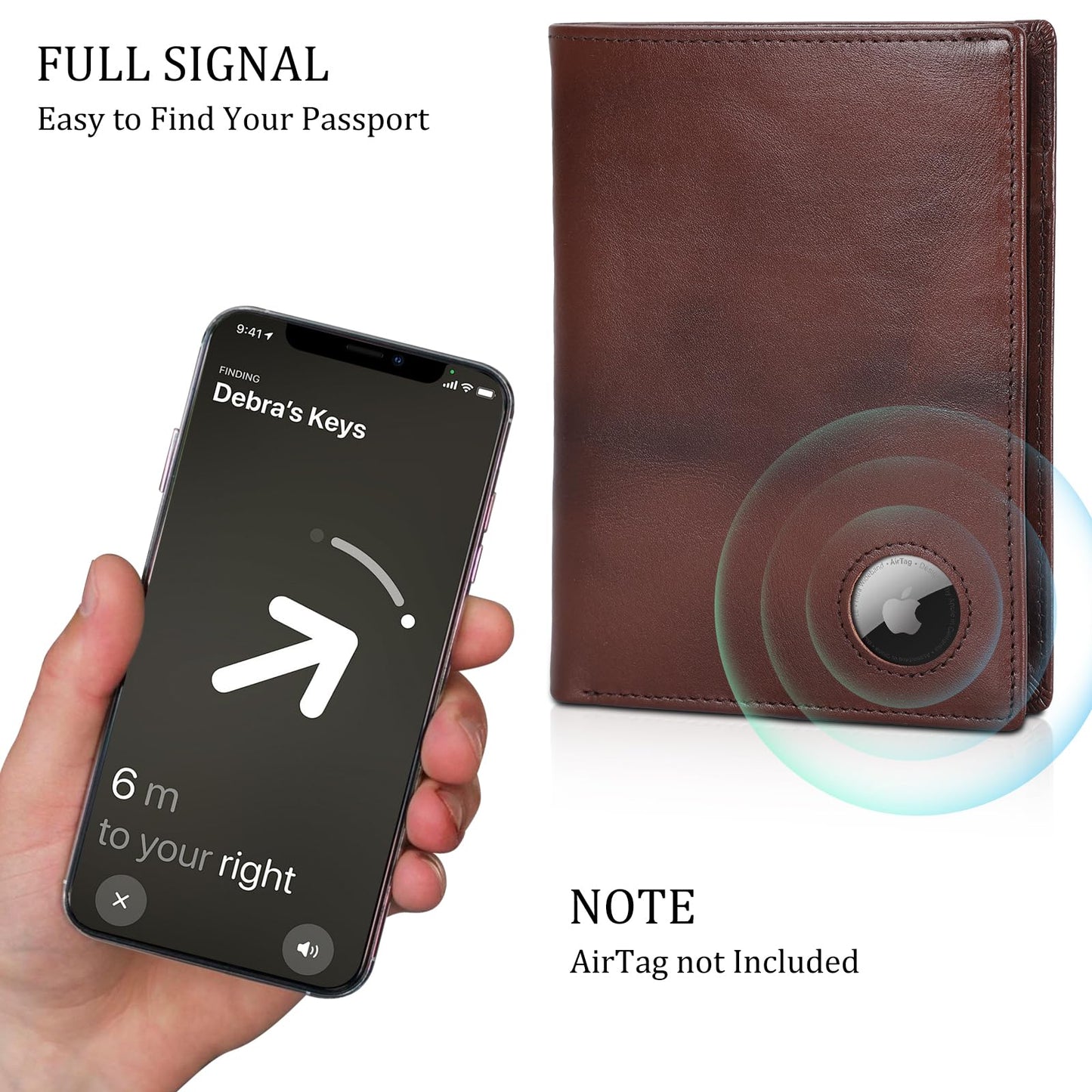 Polare Luxury RFID Blocking Leather Passport Holder Travel Wallet For Men and Women (Coffee with AirTag Slot)