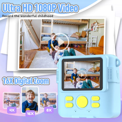 ESOXOFFORE Kids Camera Instant Print, Christmas Birthday Gifts for Kids Age 3-12, Selfie Digital Camera with 1080P Videos,Toddler Portable Travel Cameras Toy for 4 5 6 7 8 9 Year Old Boys Girls-Blue