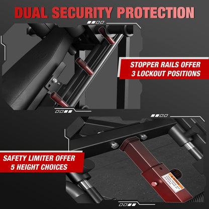 GMWD Leg Press Hack Squat Machine Combo, Leg Press Machine with Linear Bearing, Lower Body with Weight Storage for Quads, Hamstring, Glutes, Home Gym Exercise Equipment