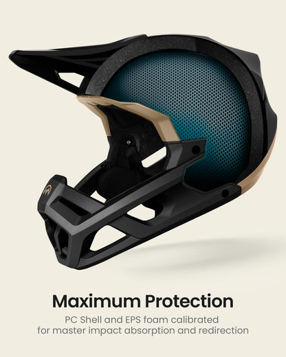 OutdoorMaster Full Face Mountain Bike Helmet for Men & Women-Two Removable Chin Pad Mountain Bike Helmet Grizzly, Ventilation Lightweight Racing Downhill DH BMX MTB Helmet (Meteorite Black, Large)