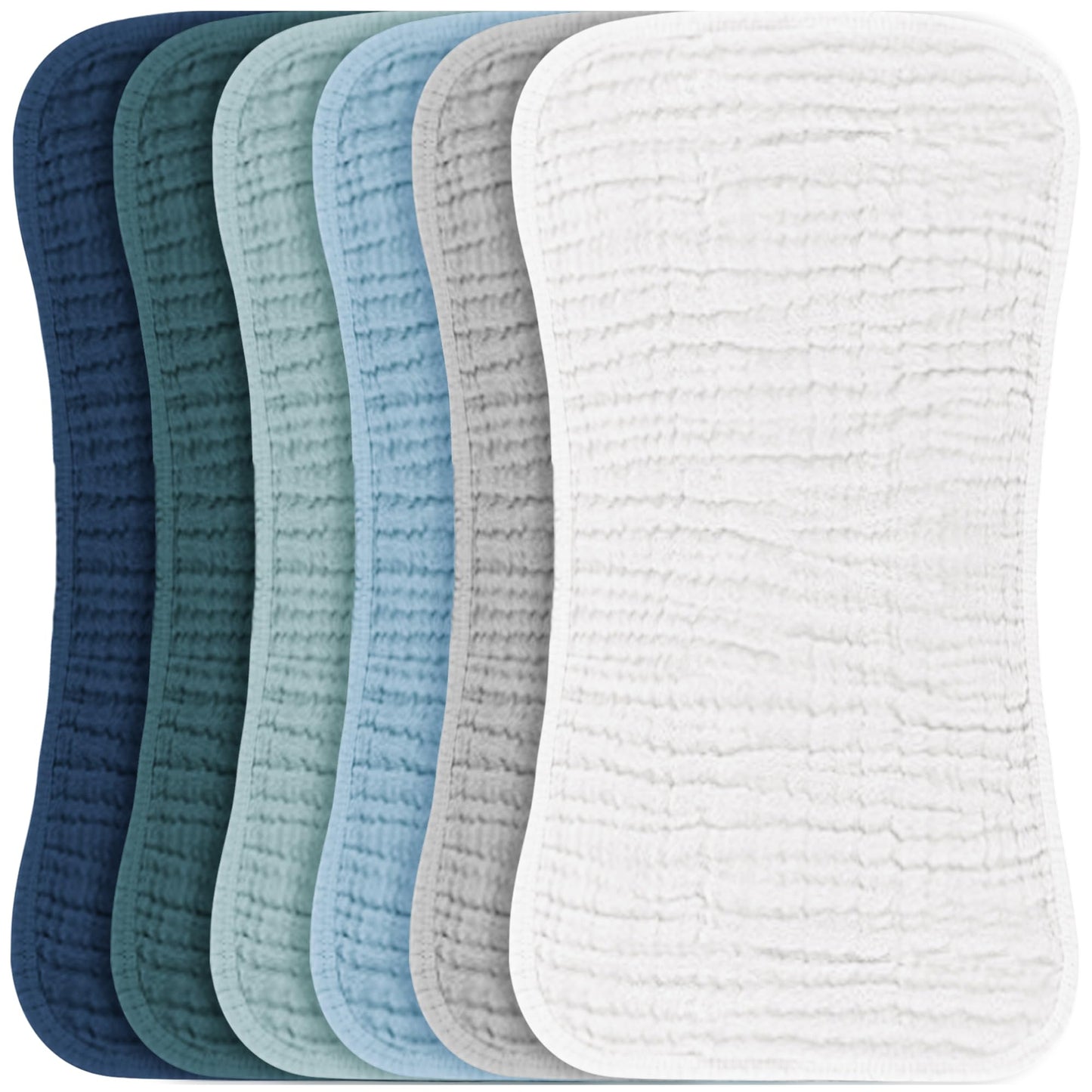 Konssy Muslin Baby Burp Cloths Sets for Unisex- 6 Pack Large 100% Cotton Burping Clothes for Newborn, Baby Girls and Boys