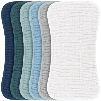 Konssy Muslin Baby Burp Cloths Sets for Unisex- 6 Pack Large 100% Cotton Burping Clothes for Newborn, Baby Girls and Boys