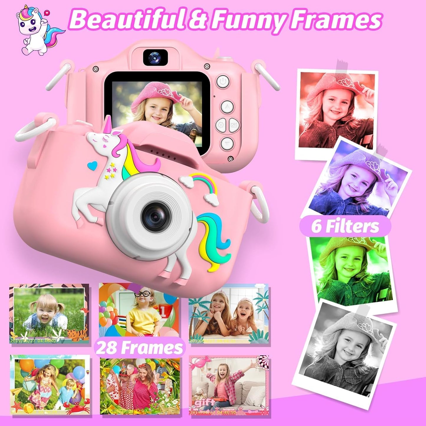 Mgaolo Kids Camera Toys for 3-12 Years Old Boys Girls Children,Portable Child Digital Video Camera with Silicone Cover, Christmas Birthday Gifts for Toddler Age 3 4 5 6 7 8 9 (Camo Pink)