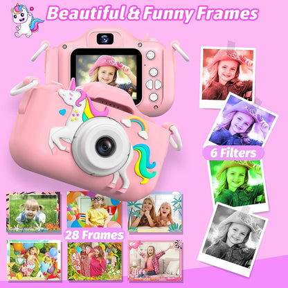 Mgaolo Kids Camera Toys for 3-12 Years Old Boys Girls Children,Portable Child Digital Video Camera with Silicone Cover, Christmas Birthday Gifts for Toddler Age 3 4 5 6 7 8 9 (Camo Pink)