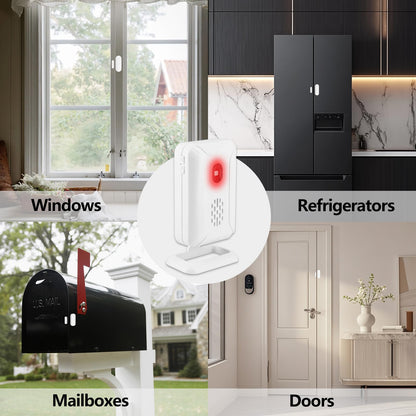 GREENCYCLE Door Chime, Wireless Door Open Chime, Door Open Contact Alarm Rechargeable, Door Sensor with Adjustable Volume, 600ft Range, 36 Chimes and Mute Mode LED Flashing, for Home/Office/Store