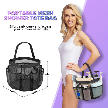 Mesh Shower Caddy Portable for College Dorm Room Essentials with 8-Pocket Large Capacity,Quick Dry Shower Bag for Bathroom, Beach,Gym