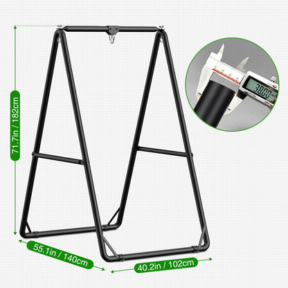 GREENSTELL Hammock Chair Stand, Swing Stand with 3 Hooks Fit for Most Hanging Chairs, Ground Nails for Outdoor and Rubber Clamps for Indoor, Hanging Stand Only Max Load 500lbs, Swing Chair not Include