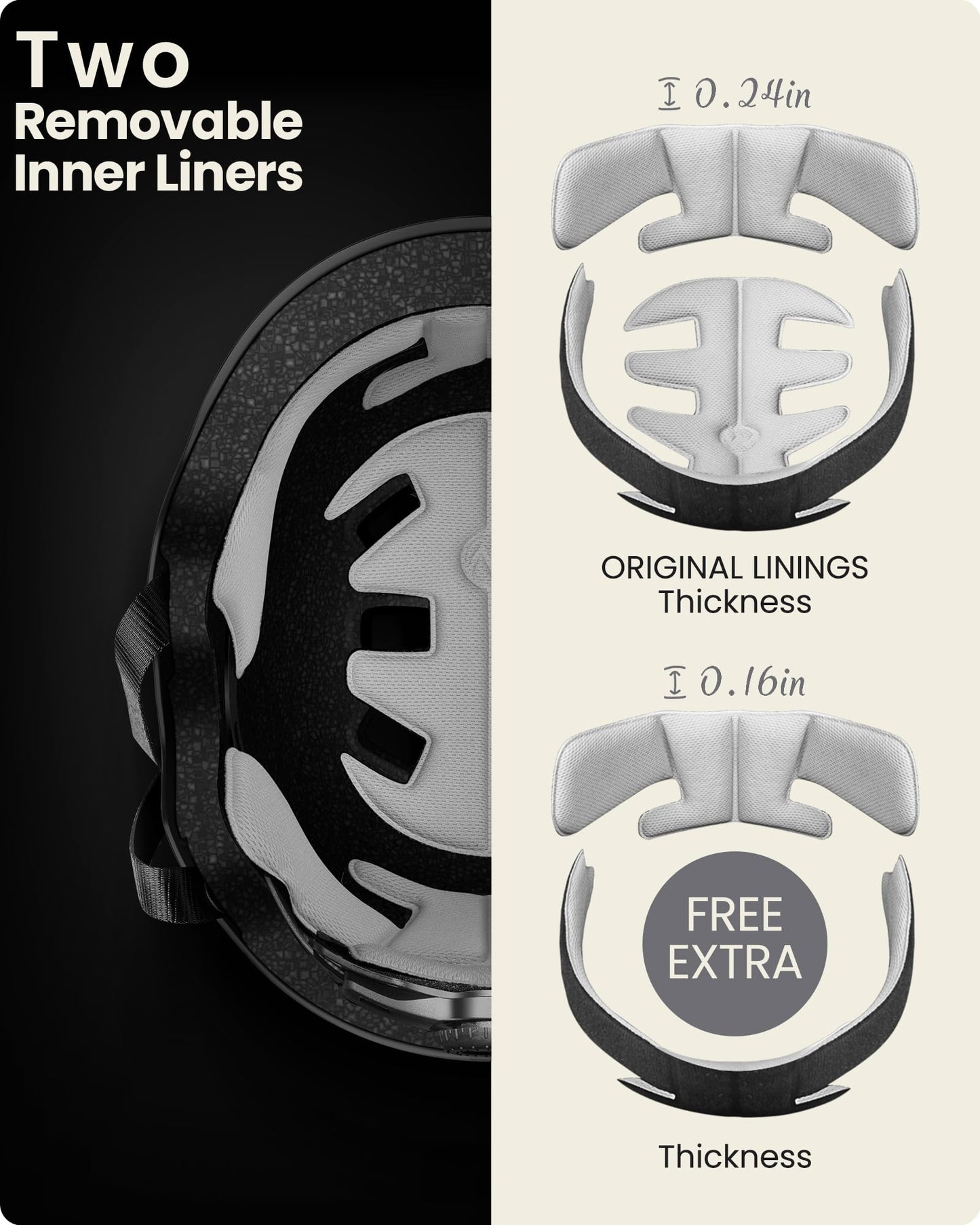 OutdoorMaster Skateboard Cycling Helmet - Two Removable Liners Ventilation Multi-Sport Scooter Roller Skate Inline Skating for Kids, Youth & Adults - XL - Black