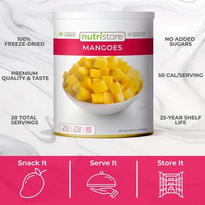 Nutristore Freeze Dried Mangoes | #10 Can Fruit | Perfect Healthy Snack | Emergency Survival Bulk Fruit Food Storage | Amazing Taste & Quality | 25 Year Shelf Life