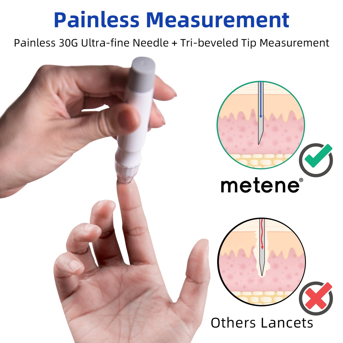 Metene Twist Top Lancets for Lancing Devices, 310 Count, 30 Gauge Lancets for Blood Sugar Test, Diabetic Lancets, Blue