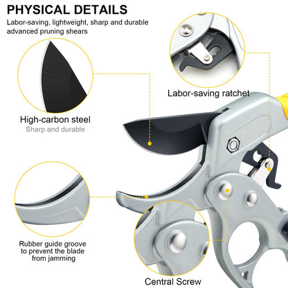 MEPEREZ Ultra Sharp Germany Steel Pruning Shears - Cuts 3X Easier, Weak Hand Arthritis Snips, Rust-Resistant, Effortlessly 1-Inch Cut Capacity Garden Scissors, Ergonomic Handle