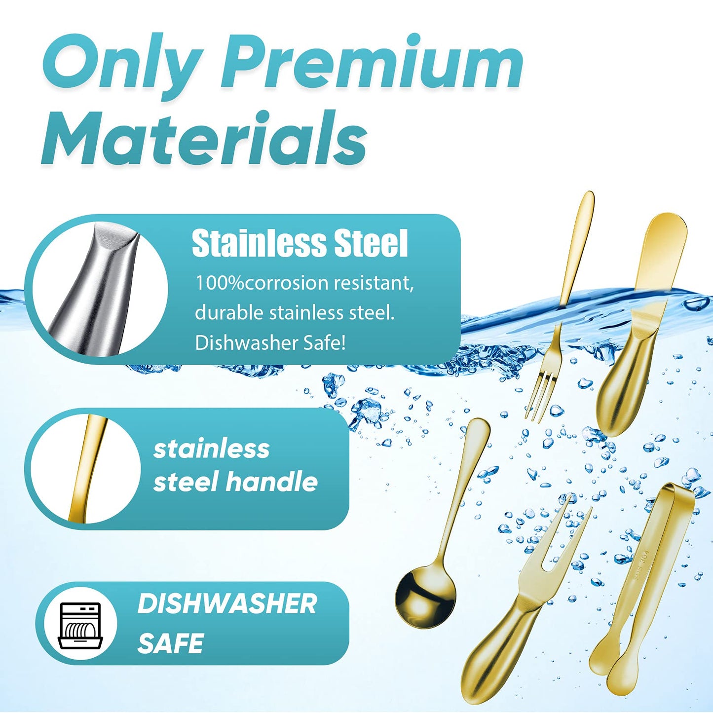 Patelai Charcuterie Board Accessories Cheese Spreader Knife Set Charcuterie Utensils Butter Knife Stainless Steel Mini Serving Tongs Spoons Appetizer Forks for Pastry Christmas(Golden,20 Pieces)