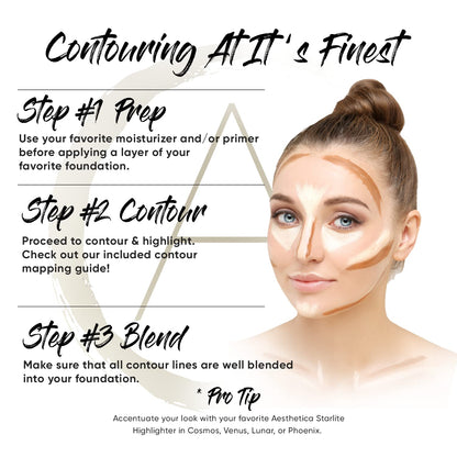 Aesthetica Cosmetics Cream Contour and Highlighting Makeup Kit - Contouring Foundation/Concealer Palette - Vegan & Cruelty Free - Step-by-Step Instructions Included