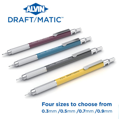 ALVIN DM05 Draft/Matic® Mechanical Pencil, 0.5mm, Stainless Steel Drawing and Design Tool for Students and Professionals, Great for Drafting, Architecture, Engineering, and Art