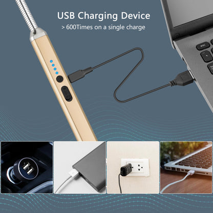 MEIRUBY Lighter Electric Candle Lighter Birthday Women's Day Gifts for Women Mom Wife Men, Long Electronic Rechargeable USB Lighter Arc Windproof Flameless Lighters for Candle Camping BBQ (Gold)