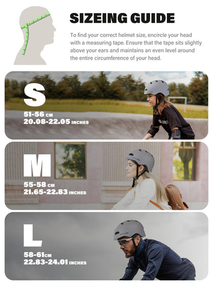 Nocihcass Skateboard Bike Helmet,Multi-Sport with Premium Safety & Ventilation,Shock-Absorbing,Adjustable for Cycling Scooter Commuter Skate Protection for Youth Adult(Large, Matte Grey)