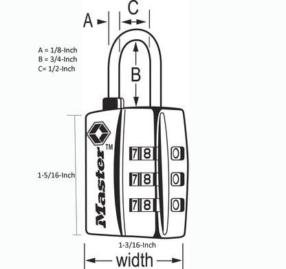 Master Lock Black TSA-Approved Luggage Lock with Wide Lock Body and Thin, Durable Steel Shackle, Zipper Lock for Backpacks, Luggage, 4680DBLK